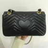 Hoge kwaliteit alles-in-een klassieke ketting duurzame crossbody tas Designer Dames Marmont443497 Heart Chain Schoudertas Mode Dames Oblique flap Messenger Bag