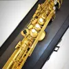 Hochwertiges 82Z B-Sopran-Saxophon mit geradem Rohr und lackiertem Goldmessing, original japanisches Struktur-Jazzinstrument