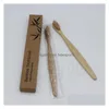 Escovas de dentes descartáveis Escova de dentes de bambu Proteção ambiental Log Brush Ponto de moagem de carbono Seda Travel El Tooth T9I00224 Dro Dh2M5
