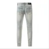 2023mens jeans blå svarta slitna byxor version skinny trasiga cykeljeans i italiensk stil ###