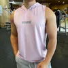 Camisetas sin mangas para hombres Hombres Chaleco para correr con capucha Verano Gimnasio Entrenamiento Camisa sin mangas Seda de hielo Fitness Culturismo Camisetas sin mangas elástico Capa de entrenamiento Top 230706