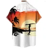 Männer Casual Hemden Hawaiian Surfen Hemd Für Männer 2023 Kurzarm Mode Strand Urlaub Männliche Kleidung Kragen Button Top Bluse