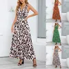 Casual Dresses 2023 European And American V Neck Leopard Print Slim Tie Dress Cocktail Party Formal