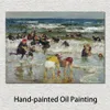 Płótno Gra w Surf Edward Henry Potthast Malarstwo Ręcznie Impresjonistyczne Krajobrazy Grafika Wysokiej Jakości