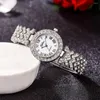 Wristwatches Luxury Gold Bracelet Stainless Steel Belt Quartz Clock Watches For Women Fashion Rhinestone Ladies Wristwatch Number Dial