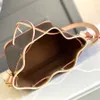 Mirror Quality Bucket Drawstring Bags Luxury Designer Nano Noe Purse Women Leather Canvas Shoulder Crossbody Ladies Handbag Ladies M81266 22cm With Box L113