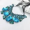 Necklaces Fashion Exaggerated Geometric Crystal Necklace Catwalk Style Color Rhinestone Ribbon Clavicle Chain Jewelry