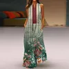 Vestidos casuais 2023 verão regata saia estilo arte vestido longo estampado feminino decote em v sem mangas solto vintage linha A