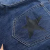 Double couleur hommes jean automne vaporisateur imprimé étoile pantalon slim coupe ajustée couleur contraste Design Streetwear Punk Denim vêtements