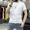 Tendance ours T-shirt Slim Fit hommes haut à la mode col rond mercerisé coton Homme Streetwear manches courtes t-shirts Homme vêtements