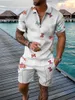 Polos masculinos de verão, agasalho de marca, cor sólida, shorts masculinos, conjunto de camisa polo, roupas de praia casuais diárias, impresso em 3D, moda, ajuste fino, masculino