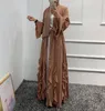 Roupa étnica Eid Open Abaya Dubai Abayas Para Mulheres Com Cinto Vestido Hijab Muçulmano Turquia Árabe Vestidos Africanos Islam Djellaba Femme