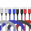 Snabbladdningskablar 1m 2m 3m Typ-c Mikroflätad legering PD USB-kabel för Samsung S10 S20 S21 Note 20 Htc Lg Xiaomi Data Line
