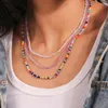 Choker 2 Stuks Eenvoudige Kleurrijke Kristallen Glazen Kralen Strand Verklaring Vrouwen Nek Kettingen Boho Kettingen Handgemaakte Sieraden Vakantie