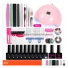 Kits de arte para unhas Conjunto de manicure para kit com lâmpada de led 24W/36W para unhas elétricas broca gel polonês ferramentas drop delivery saúde beleza dhumj