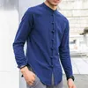 Męskie T-shirty Koszula z rękawami Męskie długie chińskie węzły zapinane na guziki Beach Yoga Casual Summer Tees For Men Trendy