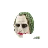 Masques de fête Joker Masque Costume De Clown Réaliste Halloween Adt Cosplay Film Fl Head Latex Mask184G Drop Delivery Home Garden Festive S Dhu06