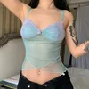 Frauen Tanks Sexy Mesh Polka Dot Crop Top Nähte Blumen Schlinge Y2k Camis Tops Streetwear Backless Für Frauen 2023