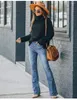 Dżinsy damskie 2023 jesień wysoka rozciągliwość Boot Cut moda szczupłe spodnie jeansowe Flare Street Casual odzież damska S-2XL Drop Ship
