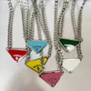 Fashion Little Triangle Pendant Jewelry Red White Black Yellow Mixed Color Wide Chain Unisex Accessories Gift