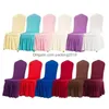 Party Decoration 17 Color Pleated Skirt Chair-Er Banquet Chair Protector Sliper Elastic Spandex Chairs Ers Decorations Drop Dhgun