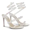 Élégant Brial Mariage Renecaovilla Sandales Chaussures Satin Congelé Bijou Perles Cristaux Bretelles Spirale Wraps Sangle Talons Hauts Fête De Mariage Dame Sandalias EU35-43box