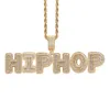 Collane con nome di lettera personalizzata Ciondolo con zirconi cubici placcato oro 14K ghiacciato con catena a corda intrecciata in acciaio inossidabile da 24 pollici da 3 mm Gioielli hip-hop personalizzati di moda