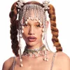 chaîne de cheveux Nouveautés Exagéré Strass Gland chaîne de cheveux Coiffe De Mode Perle Front Chaîne Bande De Cheveux De Mariée Femme Coiffe designer bijoux