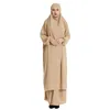 Vêtements Ethniques Femmes Musulmanes Costumes Abaya Manches Longues Hijab Cheville Longueur Robe Droite 2 Pcs Islamique Arabe Dame Modeste Prière Ramadan Ensembles