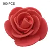 Flores decorativas de espuma de rosa artificial, cabeza de flor falsa de larga duración, hecha en casa, única, decoración para fiesta de bienvenida de bebé DIY de 3,5 cm