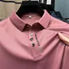 Men's Polos High-End Business Solid Color High Quality Short Sleeve Polo Shirt Lapel Collar Summer Men Fashion Casual No Trace Printing 230724