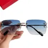 2023 Lüks Hafif Saf Titanyum Kıyafetsiz Güneş Gözlüğü UV400 Büyük Square Lens Gözlükler için Moda Gradyanı Çift Renk 57-18-140 TOPLAR TOMAS