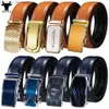 Belts Hi Tie Men's Belt Blue Navy Orange Leather Automatic Buckle Men's Belt Adjustable Belt for Dresses Jeans Wedding Parties Z230710