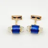 LAN Cufflinks With Stamp Blue Black Agate Luxury Jewelry For Men Wedding Gifts