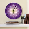 Horloges murales vie de fleur violet horloge ronde acrylique suspendu temps silencieux maison intérieur chambre salon bureau décoration