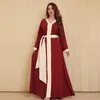 Этническая одежда Макси платья для женщин модные цветовые блок свободный случайный ближневосточный мусульманин Qtar Арабский Оман Дубай Оранжевый Оранжевый Осень 2023
