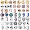 925 Sterling Silver per pandora charms autentici accessori di perline moda rosa blu distanziatore isolamento tallone