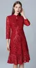 Robes Décontractées Paillettes Parti Robe Élégante 2023 Mariée Mère Femmes Allover Appliques Broderie Manches 3/4 Midi Moulante Sirène Rouge 4XL