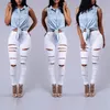 Hosen Neue Frühling Sommer Elastische Hose Schwarz und Weiß Zerrissene Jeans Mode Sexy Dünne Denim Bleistift Hosen S3xl Drop Shipping