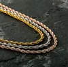 Hip Hop-Halsband, 3–8 mm, verdickte, verschlüsselte Edelstahl-Hanfblumen-Kette, 18 Karat Vakuum-Farbbeständigkeit, Galvanisierung, gedrehte Schnur-Halskette, Halskette 18 Zoll