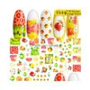 Stickers Decals 3D Fruits For Nails Watermelon Lemon Stberry Design Summer Adhesive Sliders Manicure Accessory Drop Delivery Healt Dhsbw