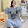 Women's Sleepwear Women Pajamas Set Cotton Spring Autumn Long Sleeved Nightwear Cartoon Prints 250 Pounds Pregnant Nightgown Homew