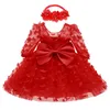 Girl's Dresses 3 6 12 18 24 36 Months born Dress Flowers Mesh Fashion Party Little Princess Baby Dress Christmas Birthday Gift Kids Clothes 230706