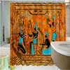 Leathercraft Ancient Egypt Doccia tenda per doccia vintage Etnic Dogana decorazione da bagno Retro soggiorno in tessuto impermeabile BAGNO AUPERO CURTAI