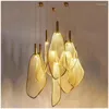 Pendant Lamps Unique Fan Shape Lamp Lighting Fixtures Personality For Parlor Bedroom Restaurant Home Art Deco Hanglamp Matte Gold