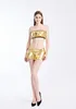 Skirts Gold Shiny Sexy Low Waist Luminous Miniskirt Women Metallic Faux Leather Pleated Night Club Bar PU Fantasy Mini Skirt 230707