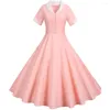 Freizeitkleider Damen 1950er Jahre Retro-Kleid Kurzarm Vintage Swing Formeller Anlass Abend Lose Frauen Sommer