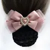 Doppio tulle bowknot fermagli per capelli per le donne copricapo pizzo fiocco in raso panino snood barrettes strass cuore retina per capelli forcine