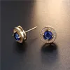 Herr Zircon Full Diamond Rund Stud Örhänge Bling Cubic För Kvinnor Flickor 14k Real Guldpläterad Estetisk Iced Out Prong Cz Zirconia Piercing Örhängen Studs Partihandel