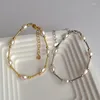 Strand ALLME fait à la main véritable perle d'eau douce perlée Bracelet à breloques or argent plaqué perles Bracelets pour femmes accessoires